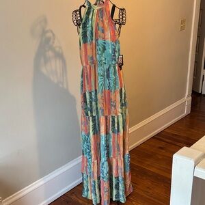 Multi-Color Halter Maxi Dress